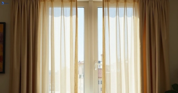 Dusty and dull curtains in pacific-paradise before steam cleaning